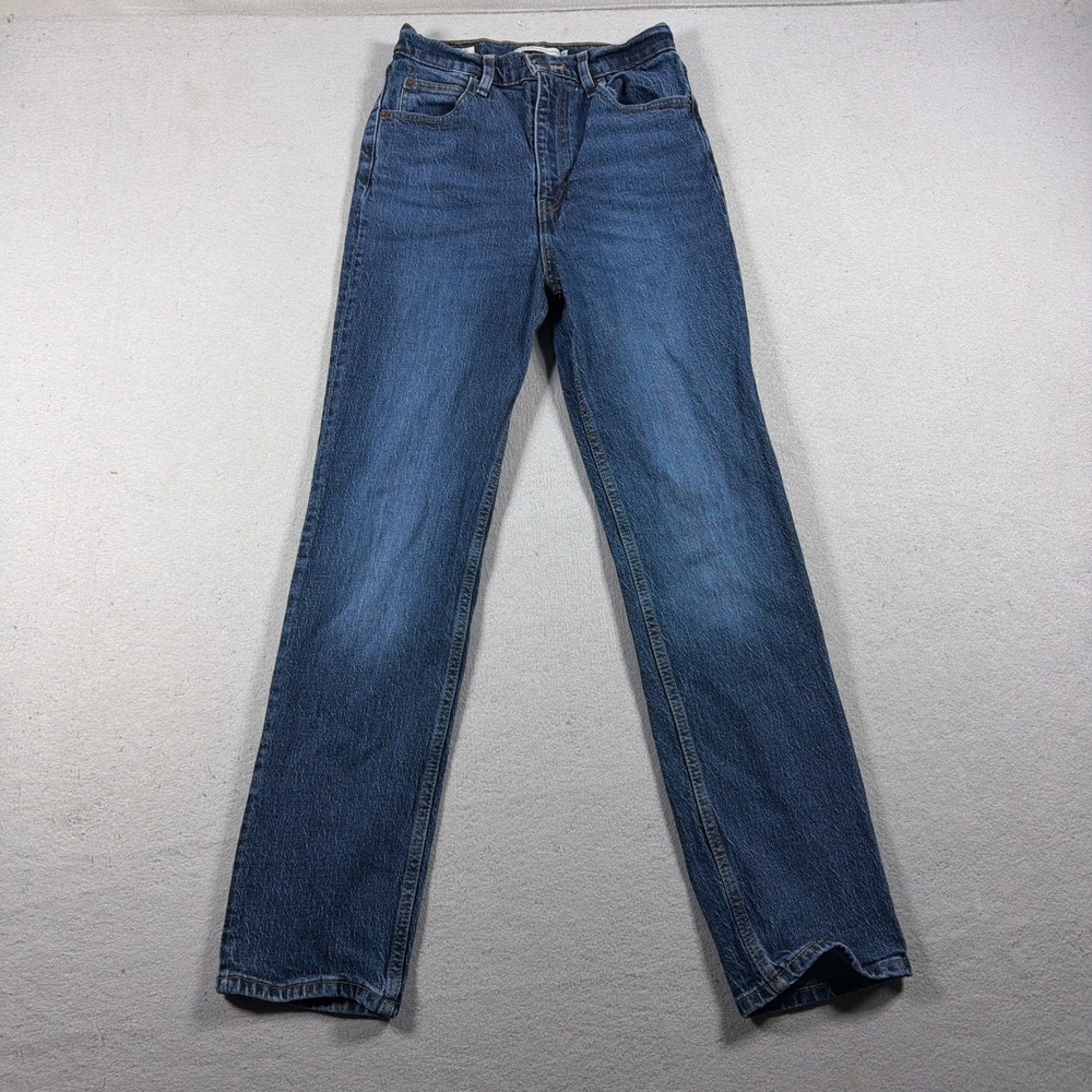 Levi's 70s High Slim Straight Women Size 26 High Rise Dark Wash Denim Blue Retro